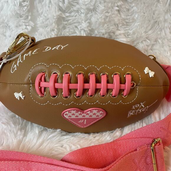 Betsey Johnson Handbags - Betsey Johnson XOTOSS Football Shaped Shoulder Crossbody Bag Game Day Purse